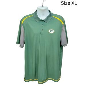 Green Bay Packers NFL Team Apparel TX3 Cool Mens XL Polo Shirt Green Gray